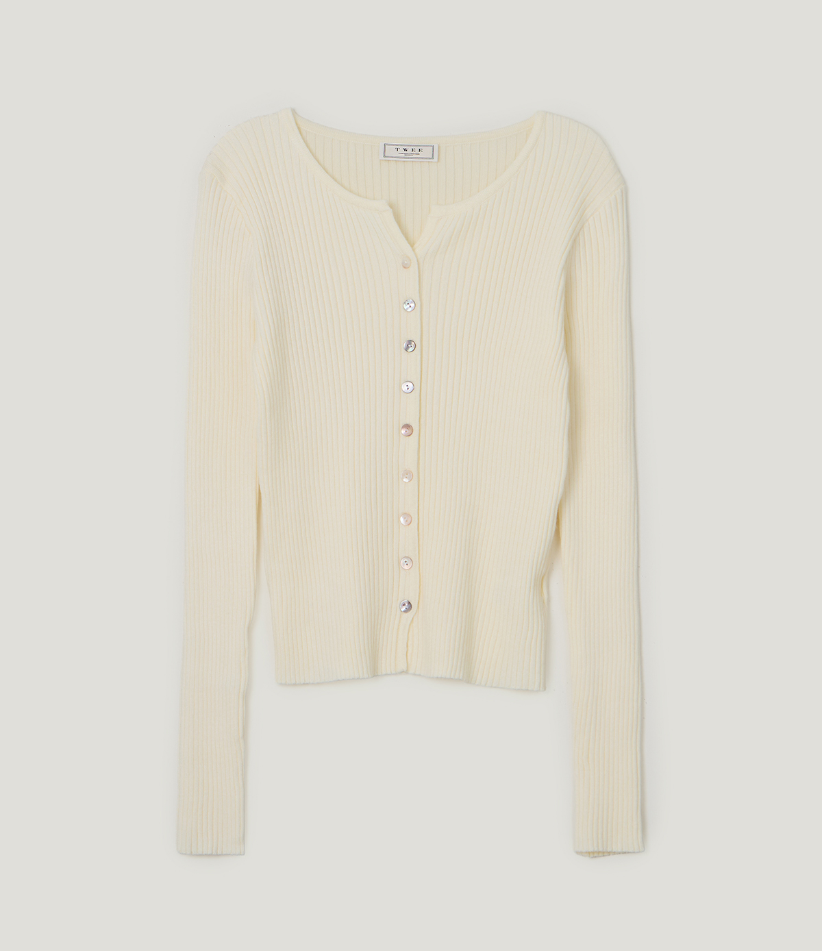 TWEE Elan slim ribbed knit long sleeve cardigan - Product detail view