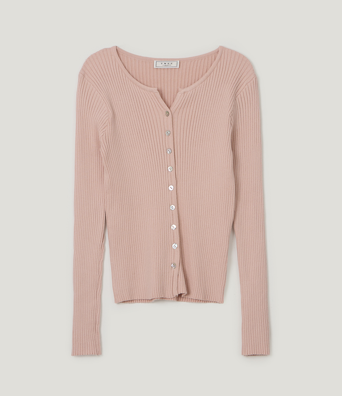 TWEE Elan slim ribbed knit long sleeve cardigan - Product detail view