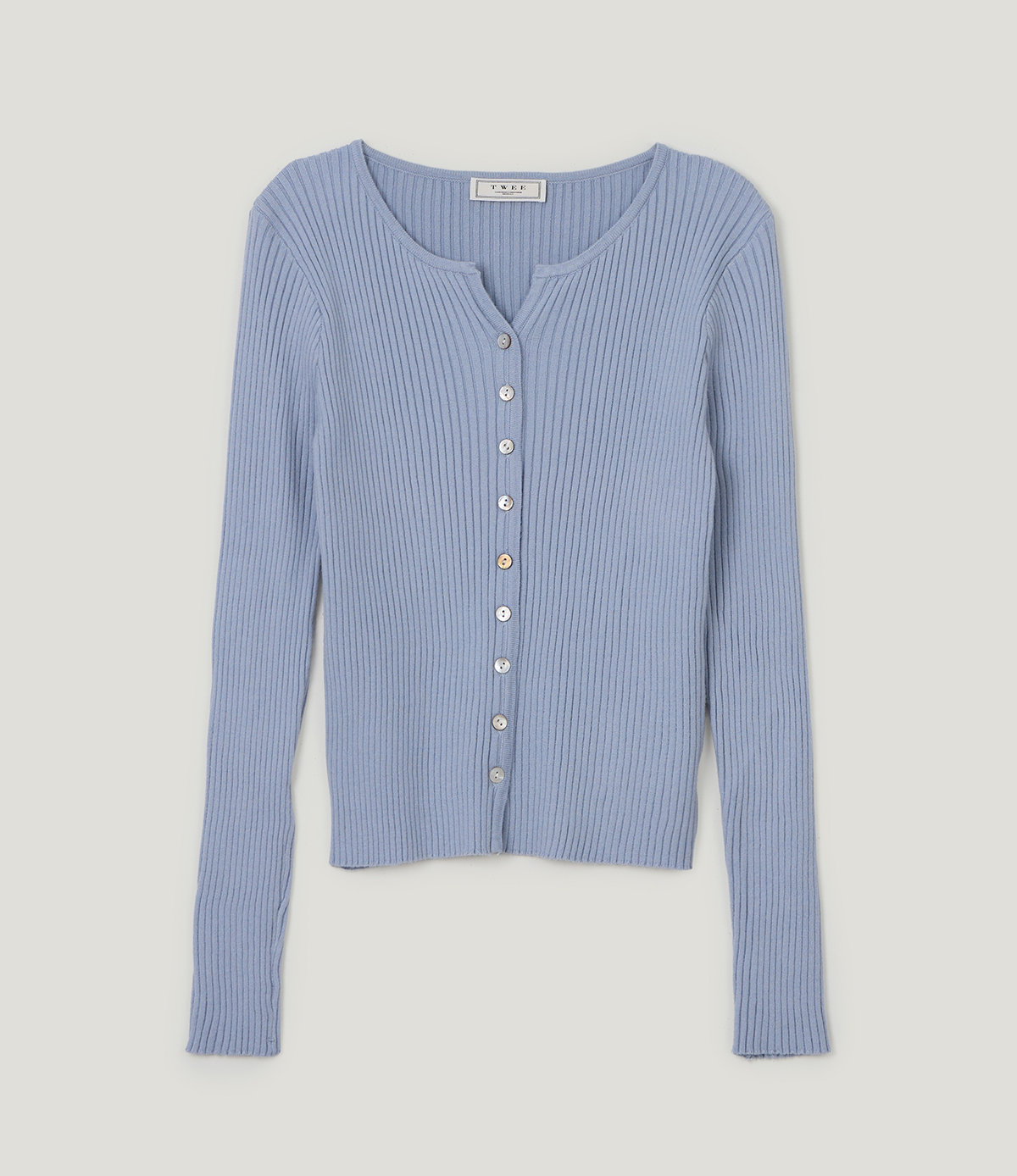 TWEE Elan slim ribbed knit long sleeve cardigan - Product detail view