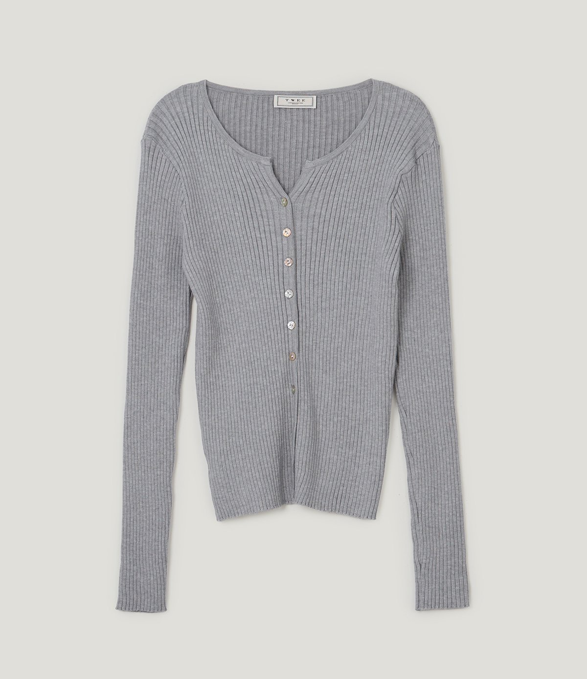 TWEE Elan slim ribbed knit long sleeve cardigan - Product detail view