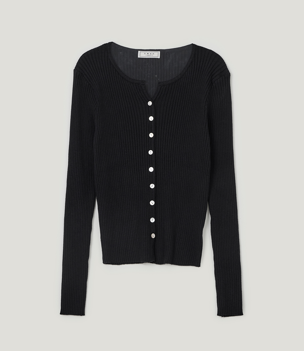 TWEE Elan slim ribbed knit long sleeve cardigan - Product detail view