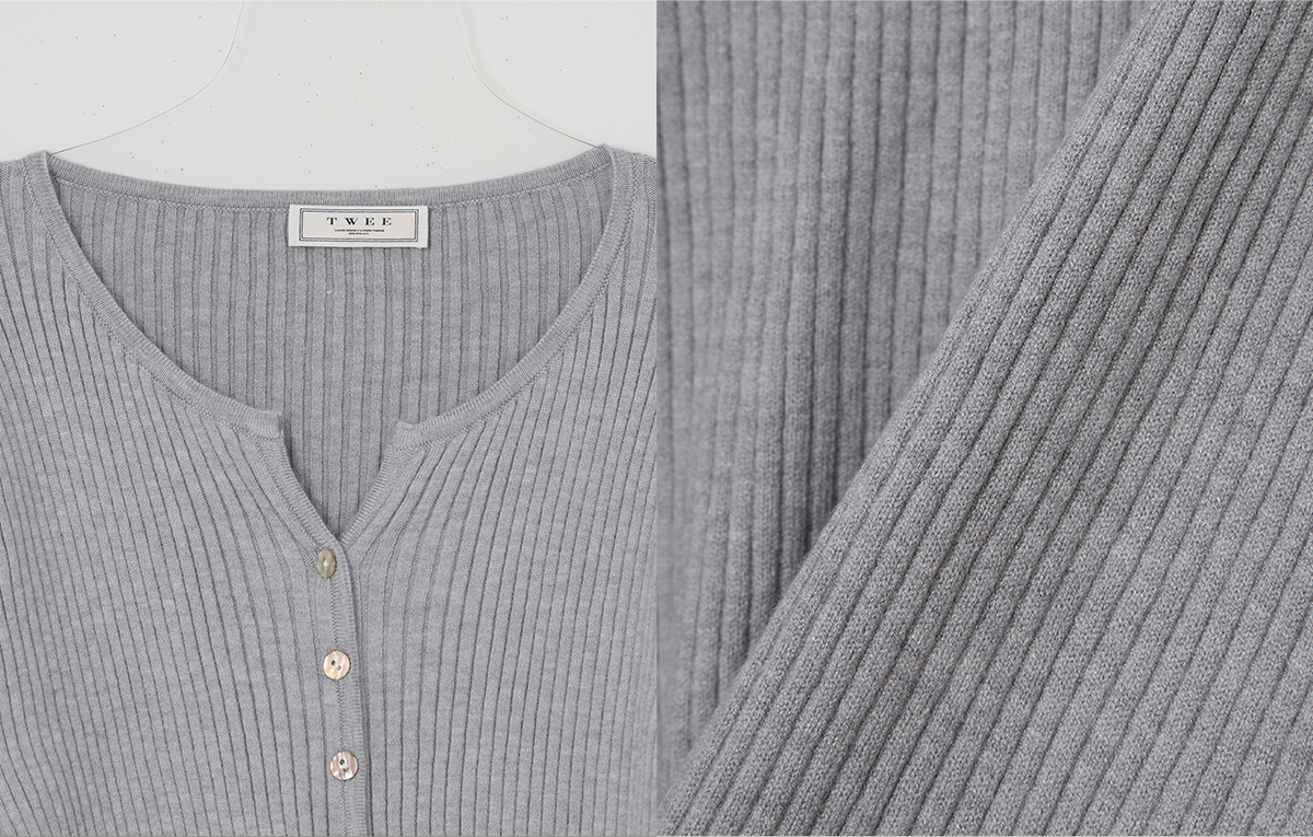 TWEE Elan slim ribbed knit long sleeve cardigan - Product detail view