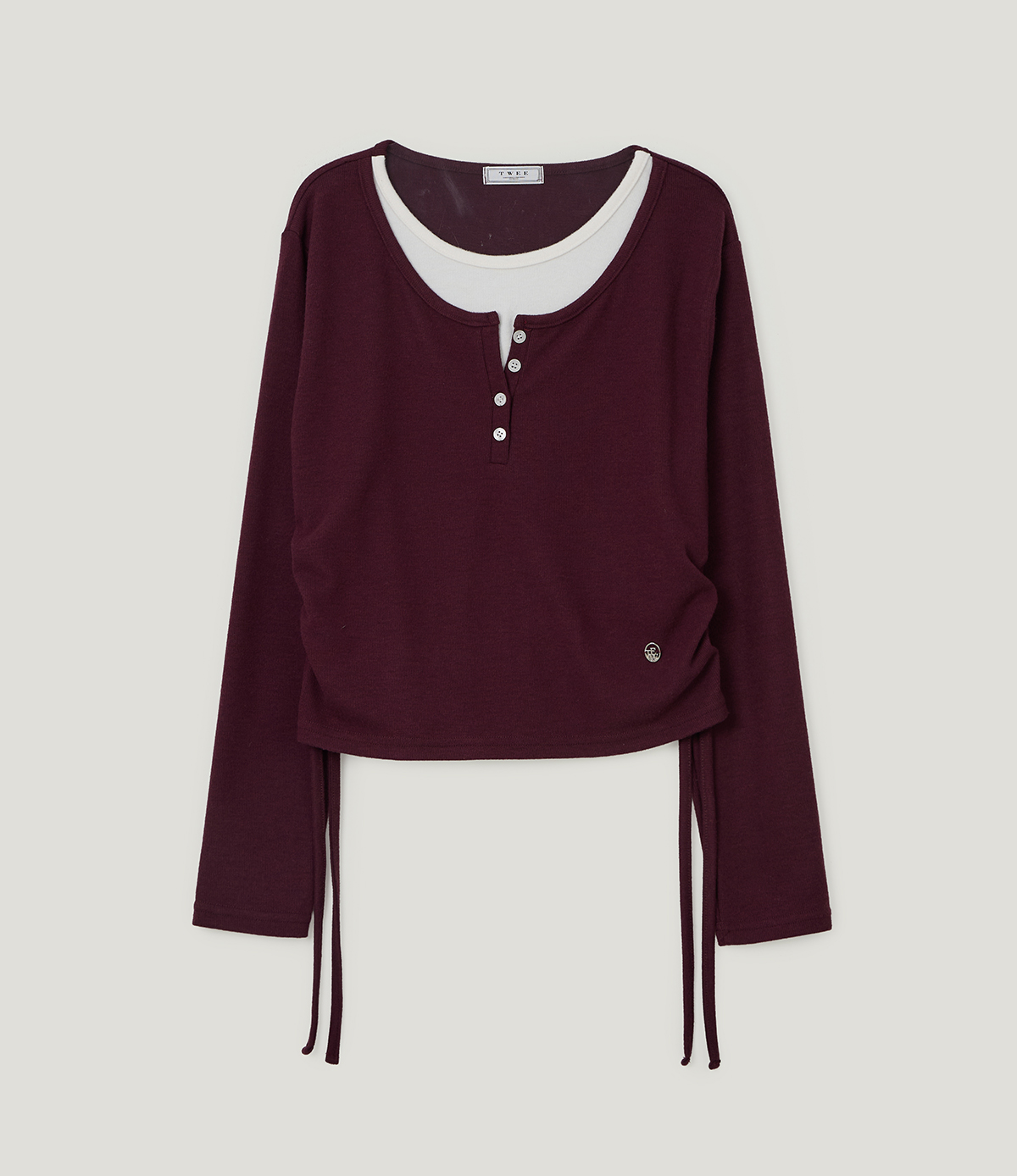 TWEE Epu layered shirring fleece long sleeve T-shirt - Product detail view
