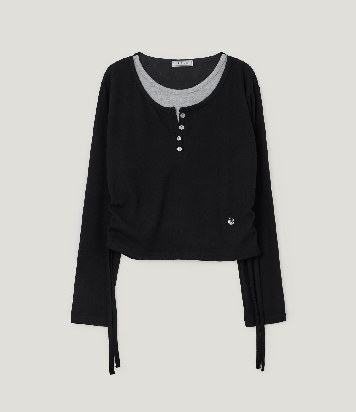 TWEE Epu layered shirring fleece long sleeve T-shirt - Product detail view
