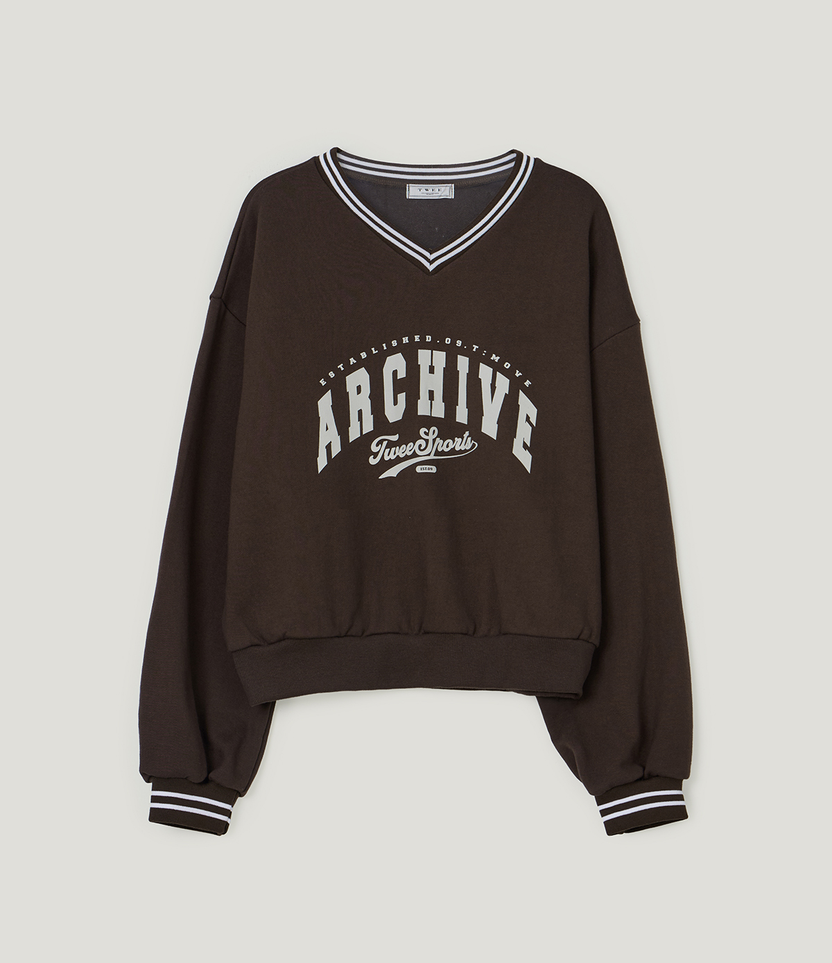 TWEE Perat archive V-neck contrast long sleeve sweatshirt - Product detail view