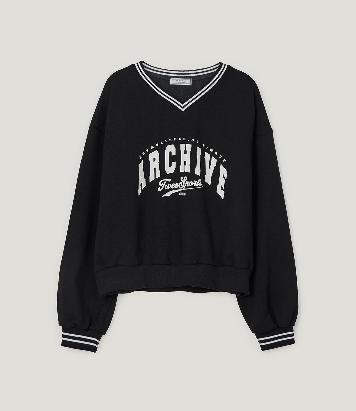 TWEE Perat archive V-neck contrast long sleeve sweatshirt - Product detail view
