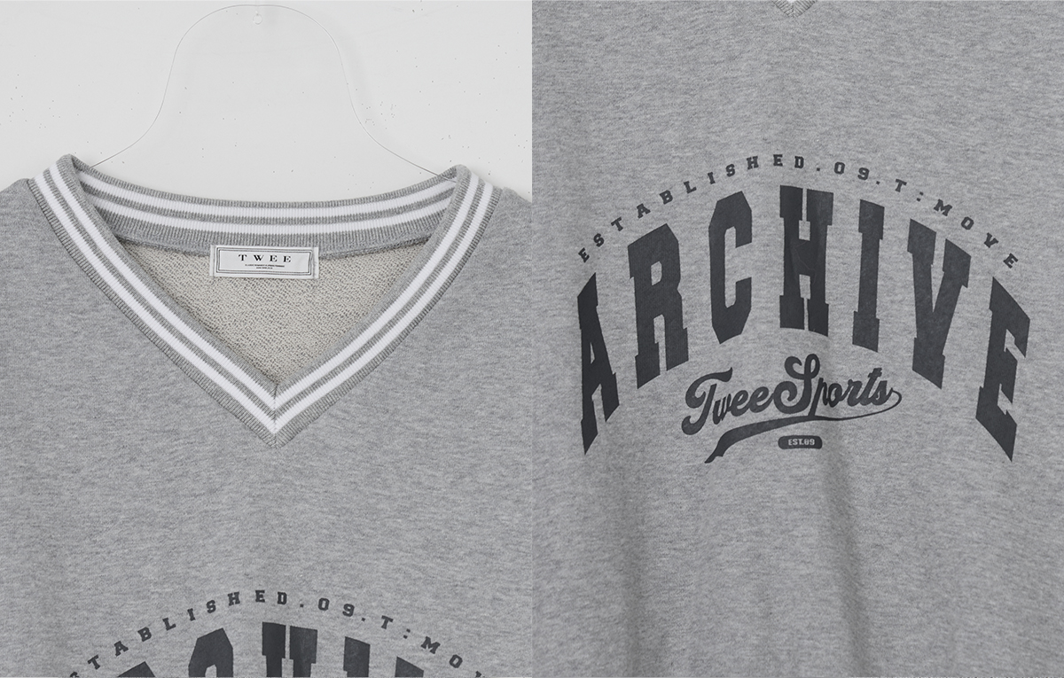 TWEE Perat archive V-neck contrast long sleeve sweatshirt - Product detail view