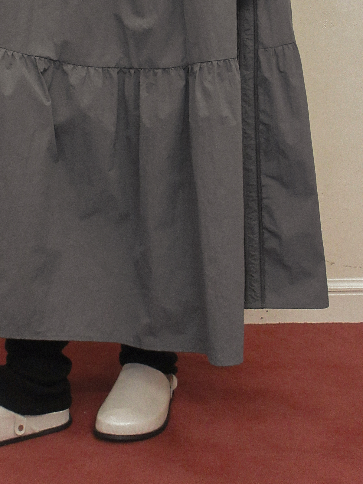TWEE Jure lace nylon tiered long skirt - Model styling view