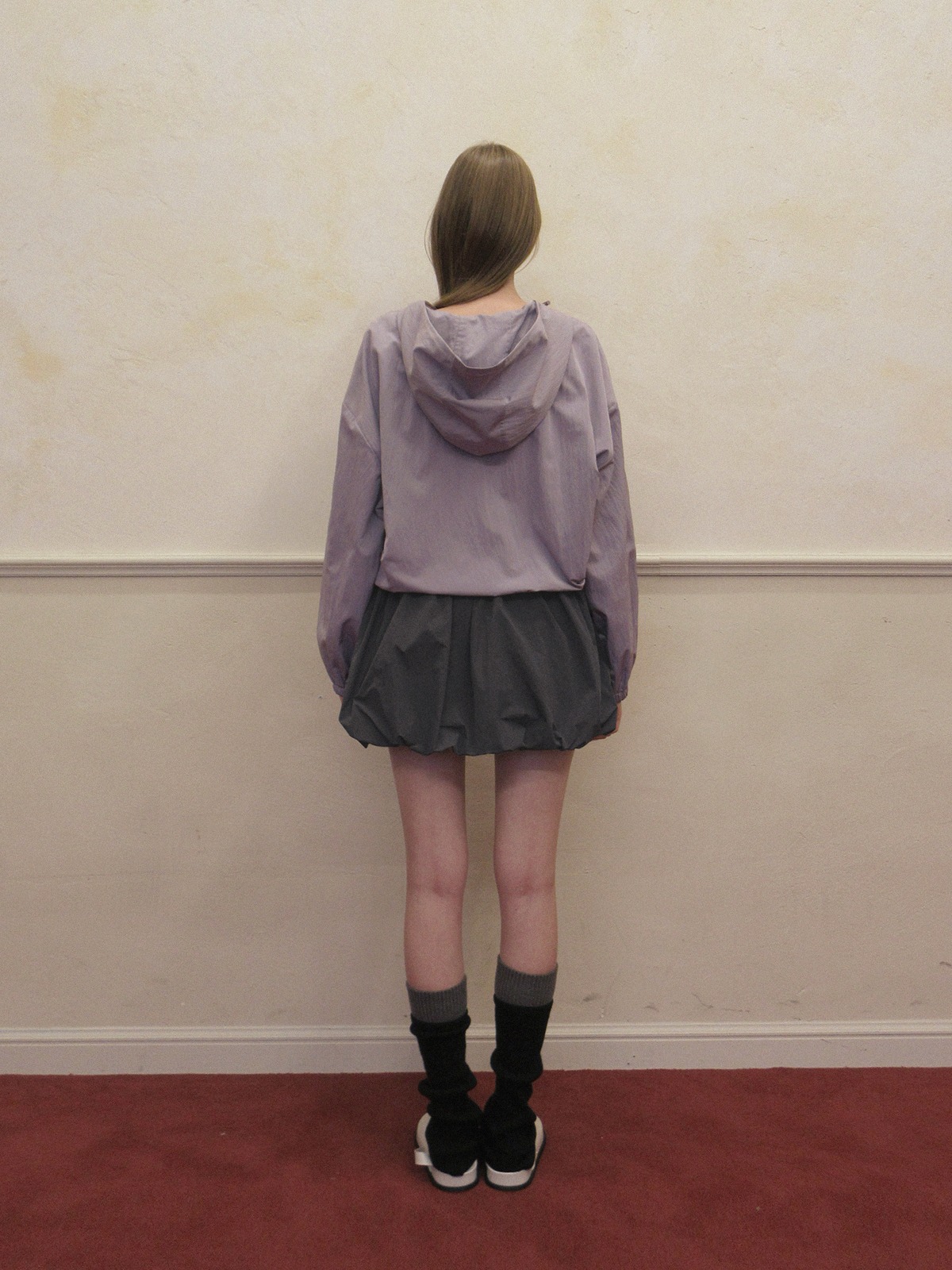 TWEE Colt nylon balloon banding mini skirt - Model styling view