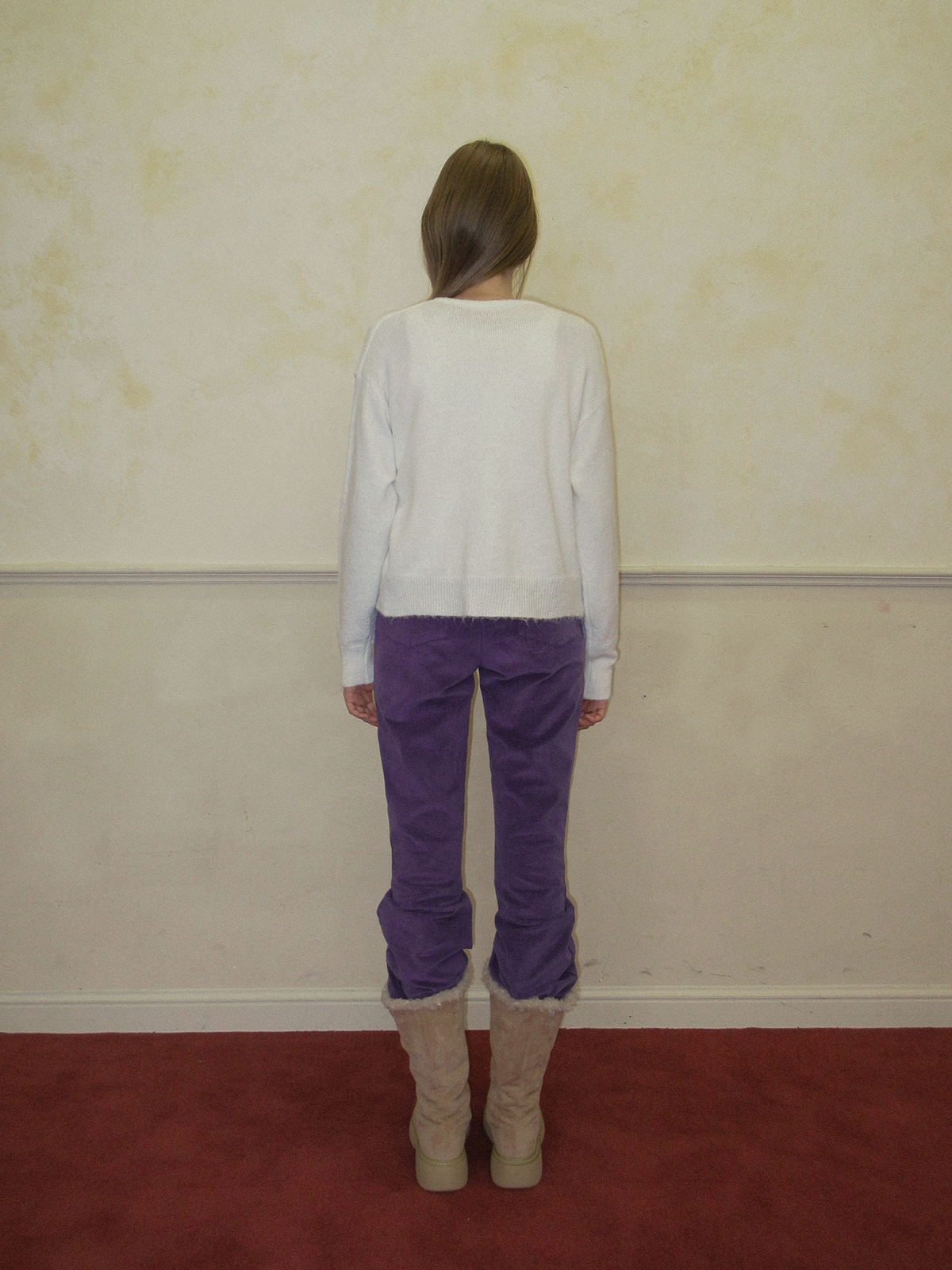 TWEE Runder button layered sleeveless cardigan set - Model styling view