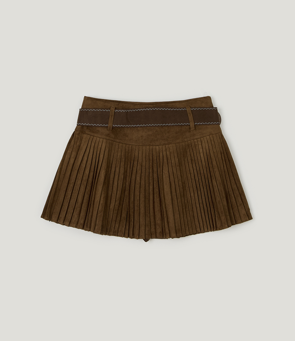 TWEE Tonel suede pleated mini skirt (belt set) - Product detail view