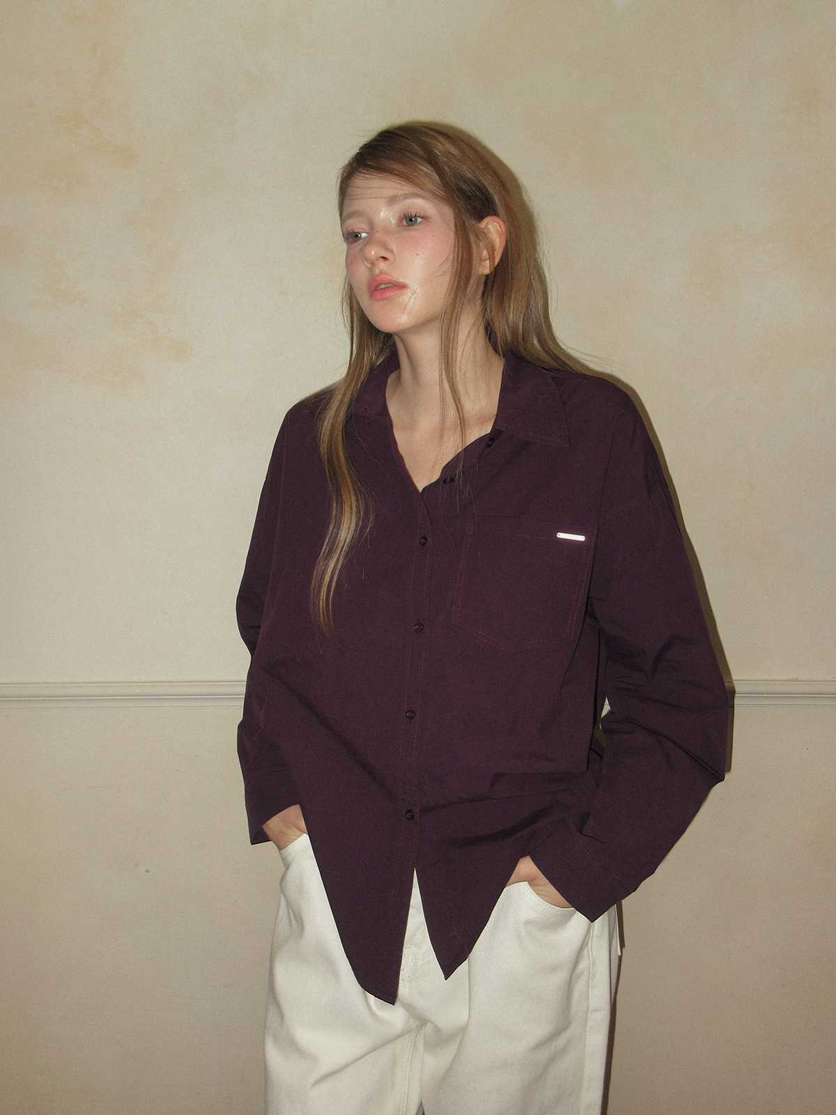 TWEE Newel diagonal button long sleeve knit - Model styling view