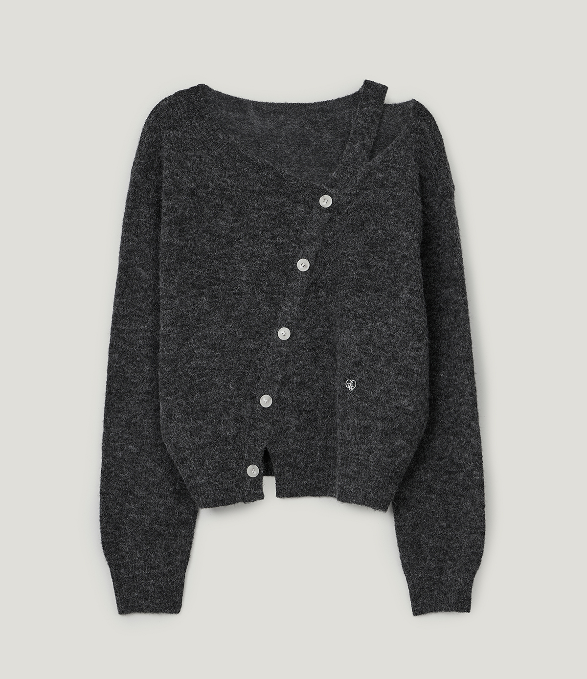 TWEE Newel diagonal button long sleeve knit - Product detail view