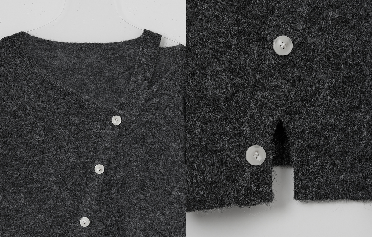 TWEE Newel diagonal button long sleeve knit - Product detail view