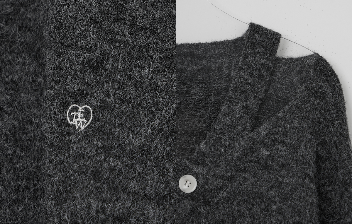 TWEE Newel diagonal button long sleeve knit - Product detail view