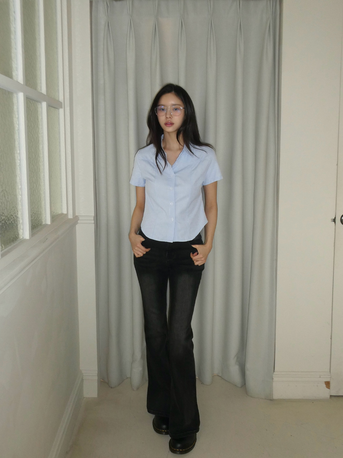 Hern Slim Cropped Shirt