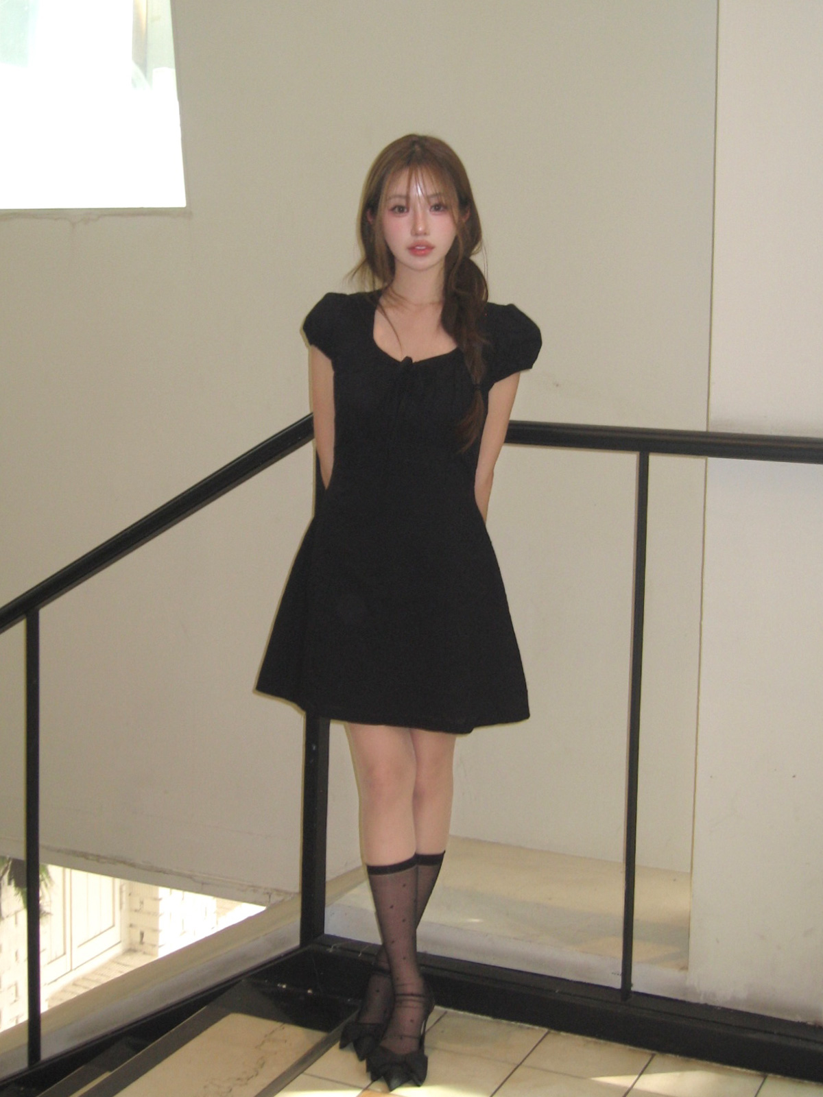 Juni Ribbon Embroidered Square-Neck Dress