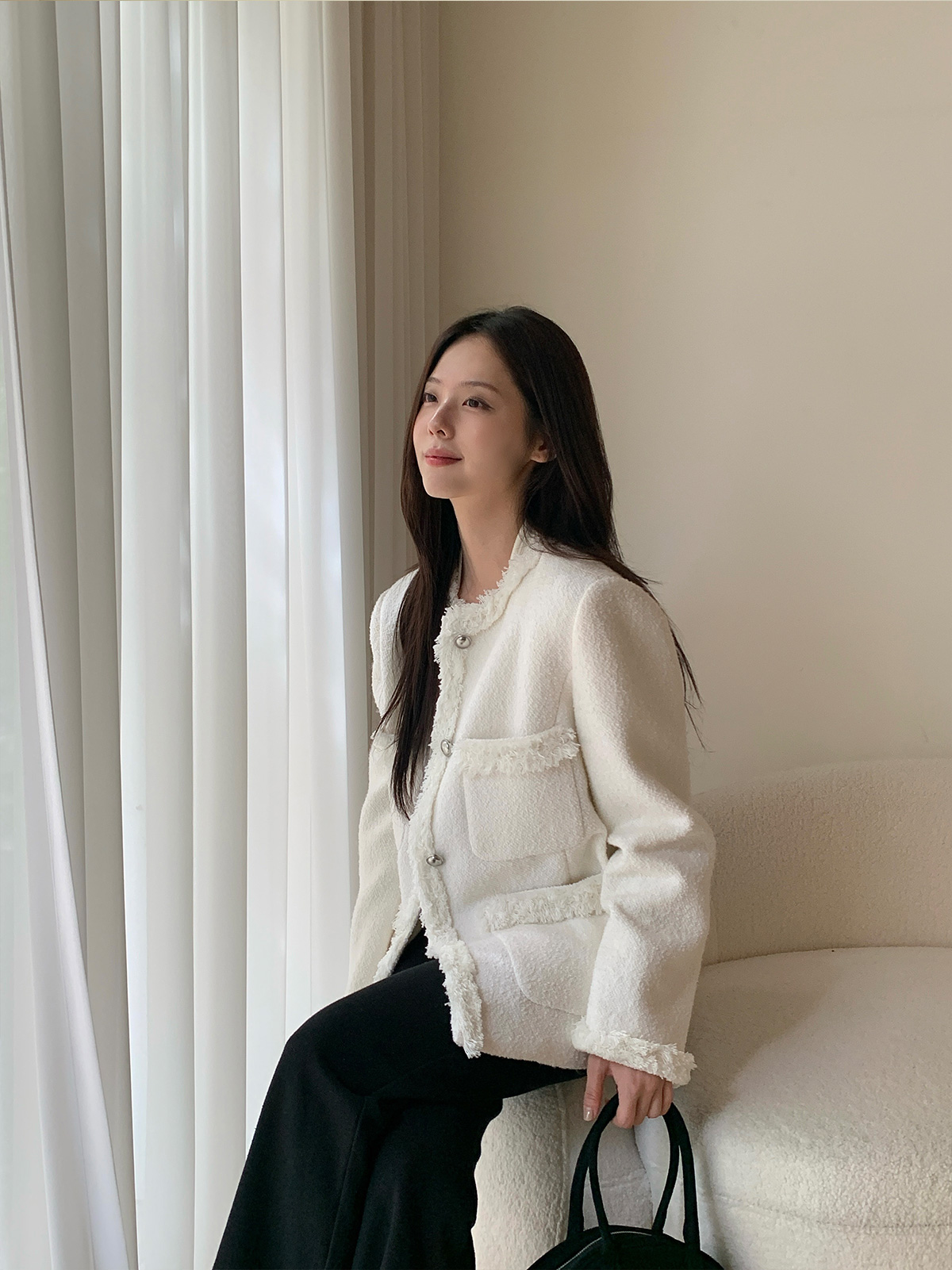 Roer Pocket Fringe Tweed Jacket