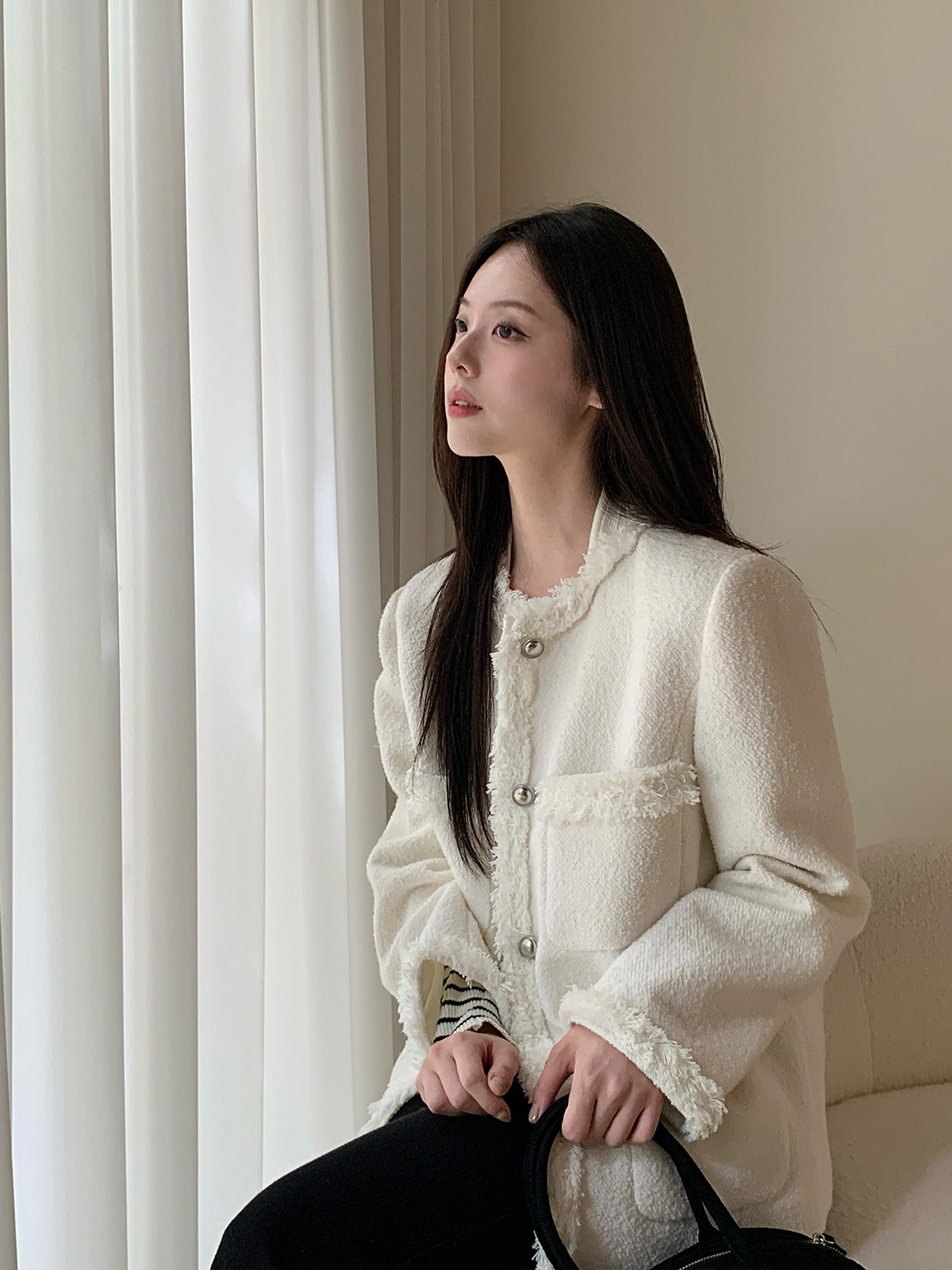 Roer Pocket Fringe Tweed Jacket