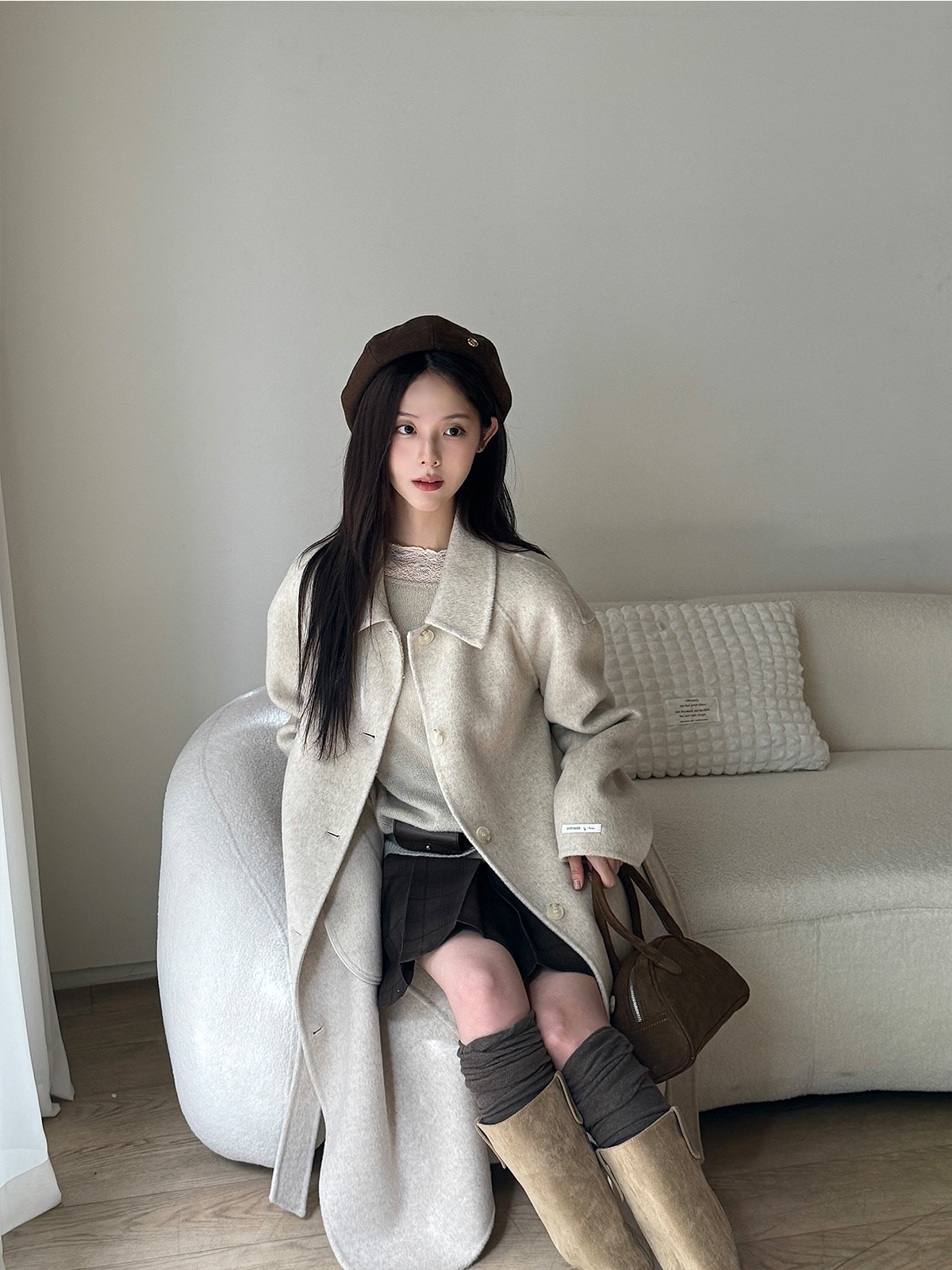 Poiten Balmacaan Handmade Long Coat (Strap Set)